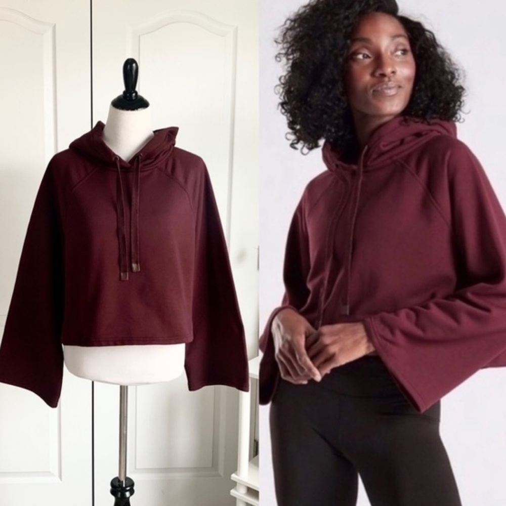 NWOT Athleta Steady State Crop Sweatshirt Burgundy Medium